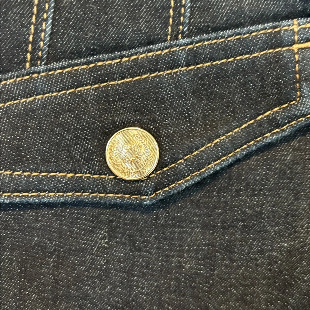 White House Black Market Dark Blue Denim Button-Front Pencil Skirt 015 - Picture 3 of 8